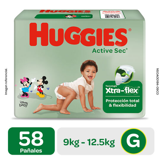 Pañal Huggies Active Sec Xpad Talla G 58 Unid